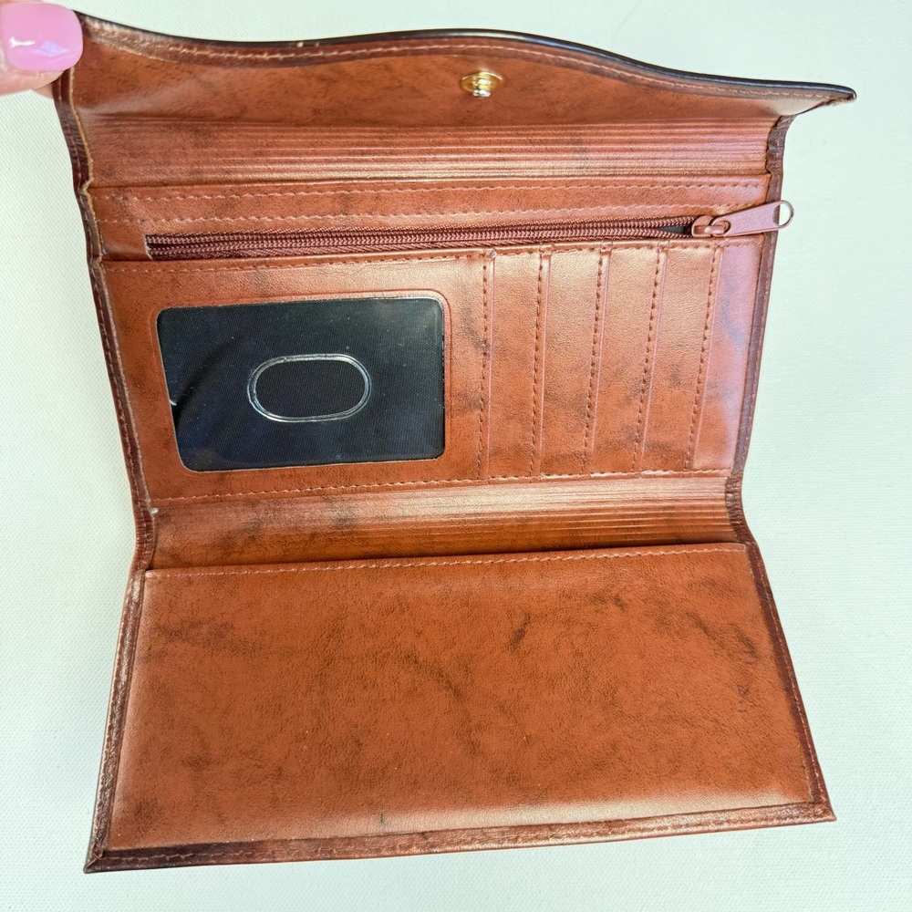 Buxton Brown Leather Long Bifold Wallet - Picture 4 of 15
